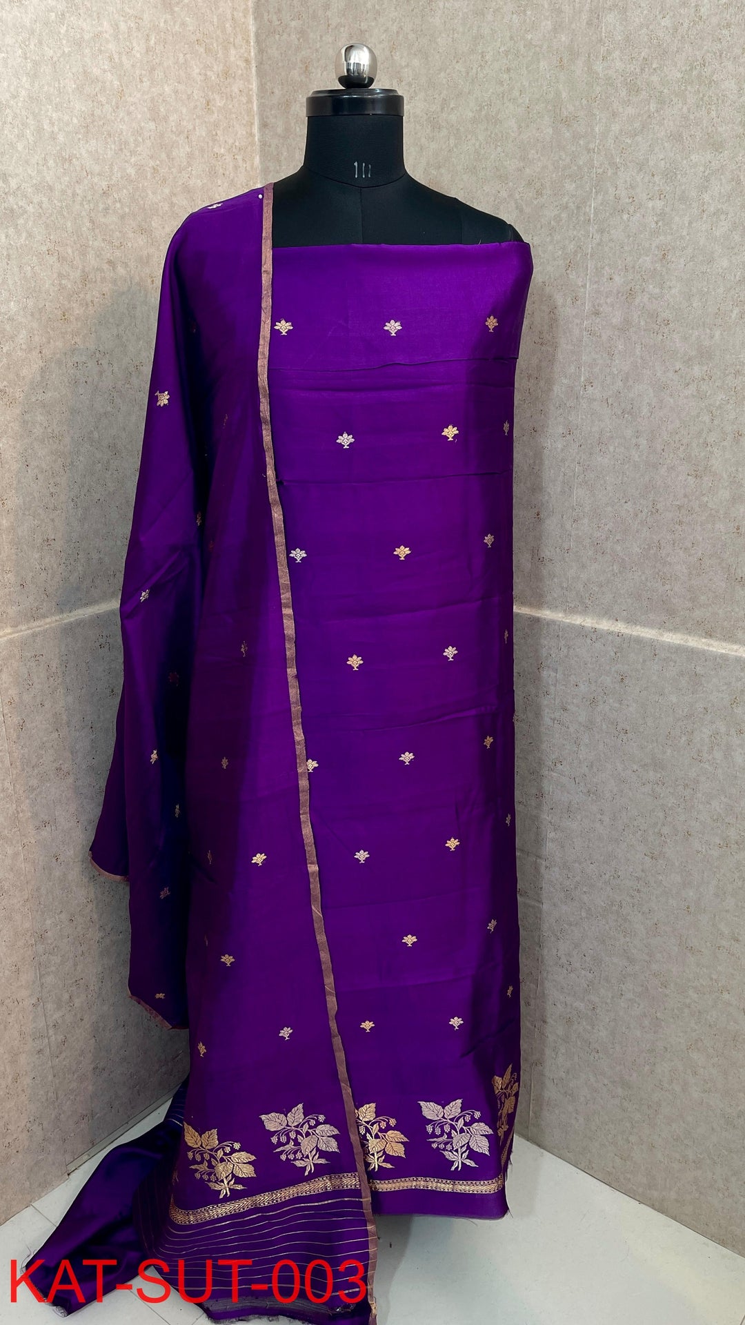 Exclusive Handloom Banarasi Raw Mango Silk 3pc Unstitched Suit