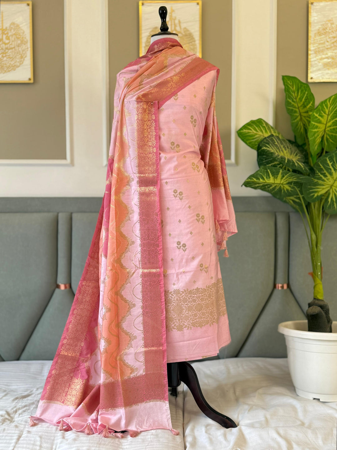 Pure Banarasi Dupion Silk Unstitched Suit