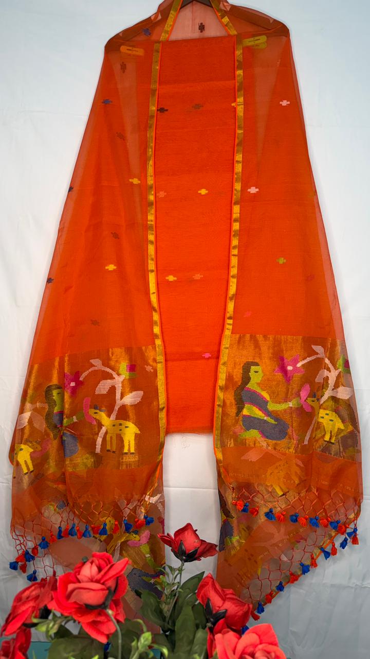 Exclusive Muslin Jamdani 2 pc Unstitched Suit.
