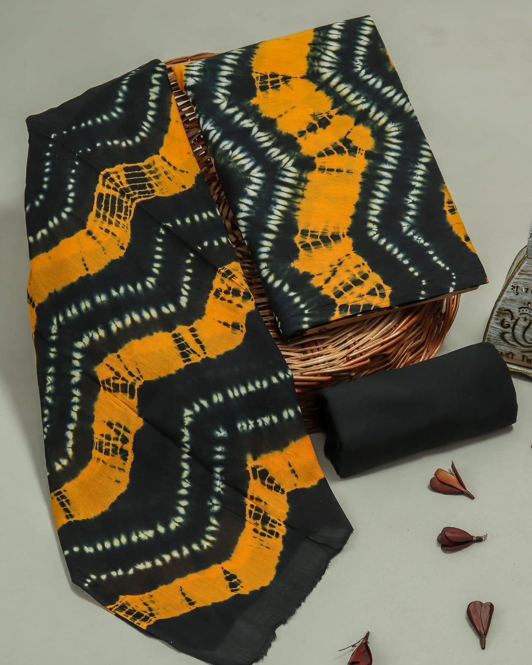 Pure Cotton Hand Block Print Unstitched Suit With Cotton Dupatta.