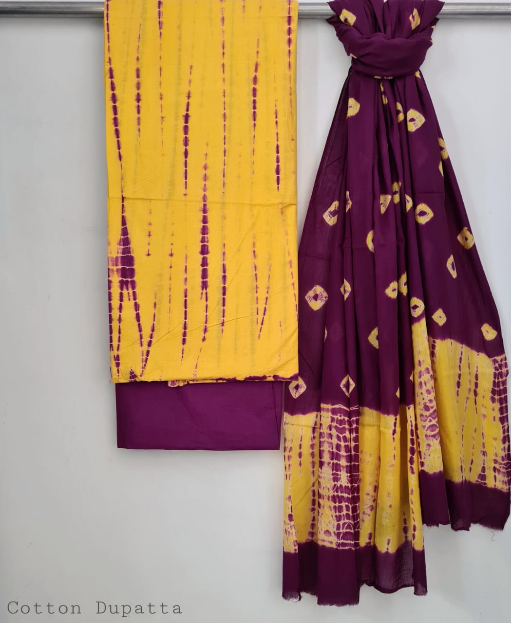 Pure Cotton Hand Block Print Unstitched Suit With Cotton Dupatta.