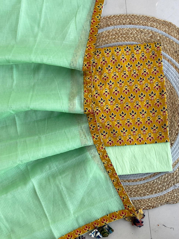 Pure Cotton Azrakh Print Unstitched Suit With  cotton Duppatta