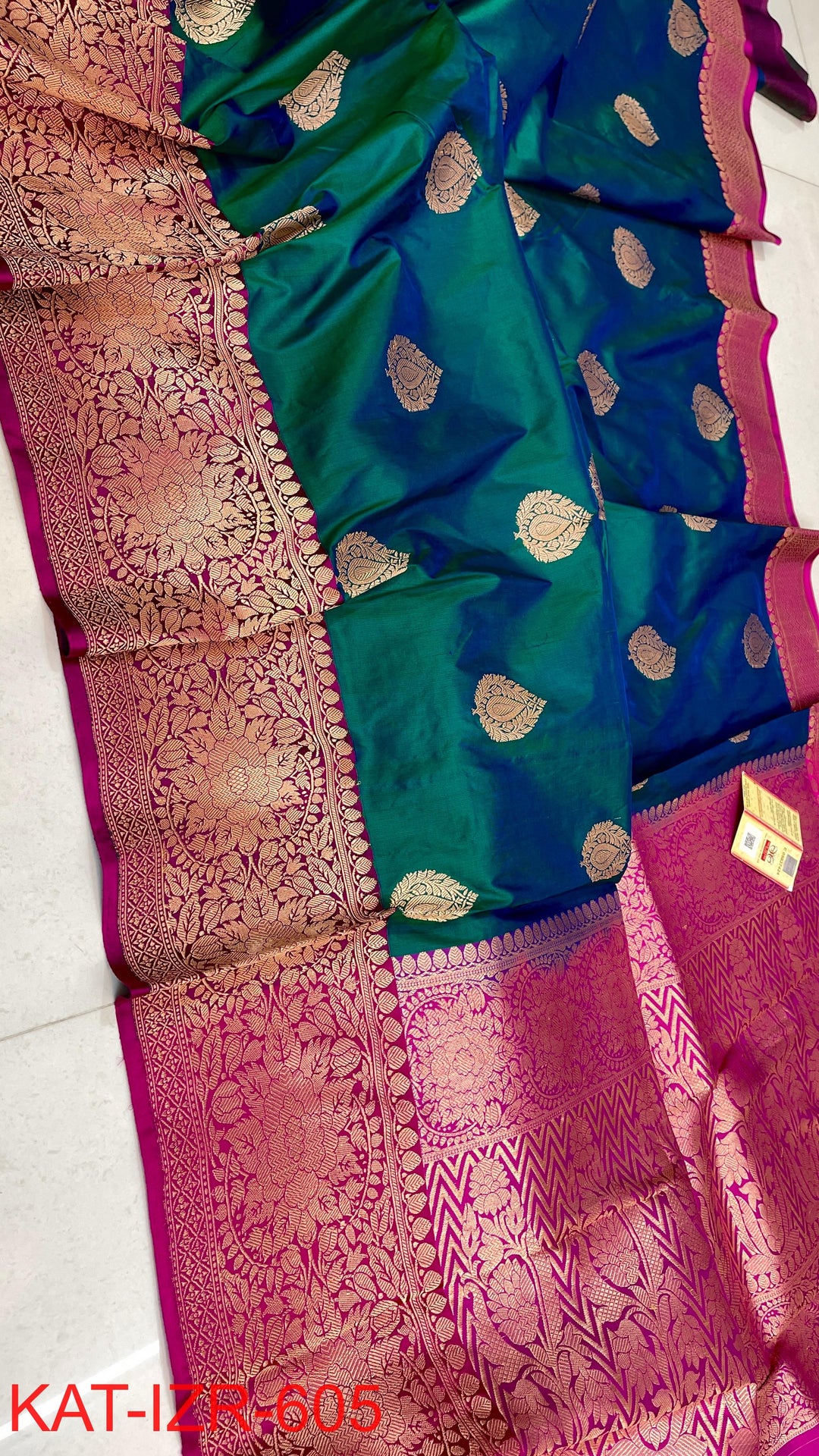 Pure Katan Silk Saree With Antique Zari Work Saree .