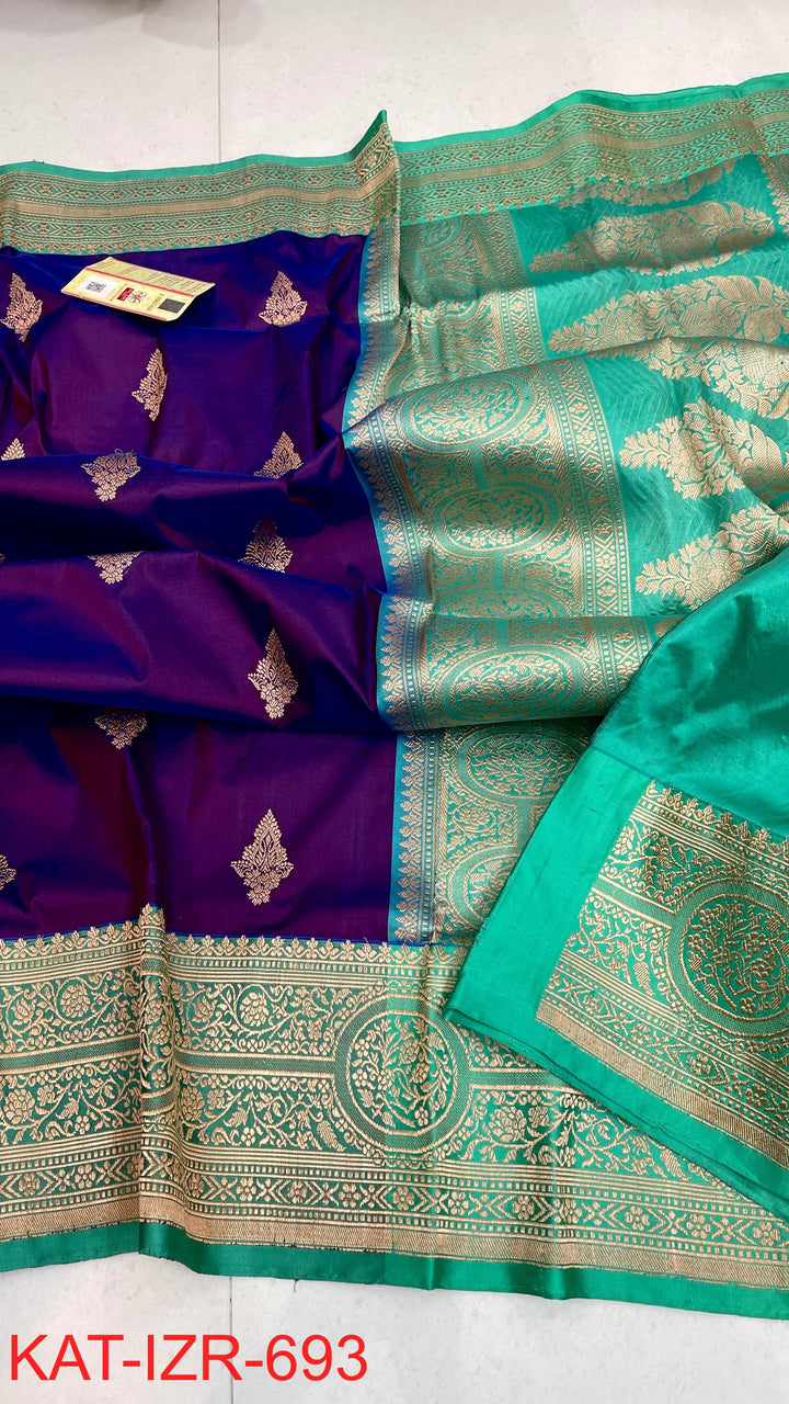 Pure Katan Silk Saree With Antique Zari Work Saree .