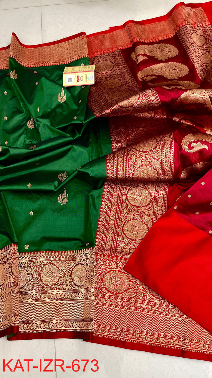 Pure Katan Silk Saree With Antique Zari Work Saree .