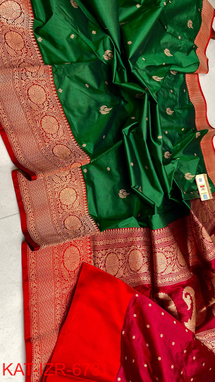 Pure Katan Silk Saree With Antique Zari Work Saree .