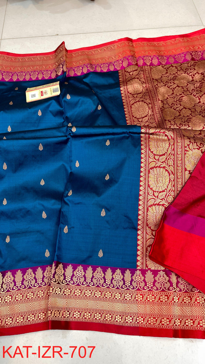 Pure Katan Silk Saree With Antique Zari Work Saree .