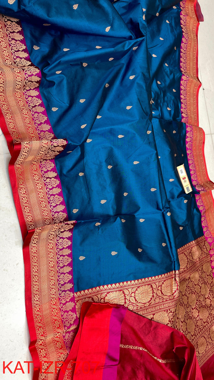 Pure Katan Silk Saree With Antique Zari Work Saree .