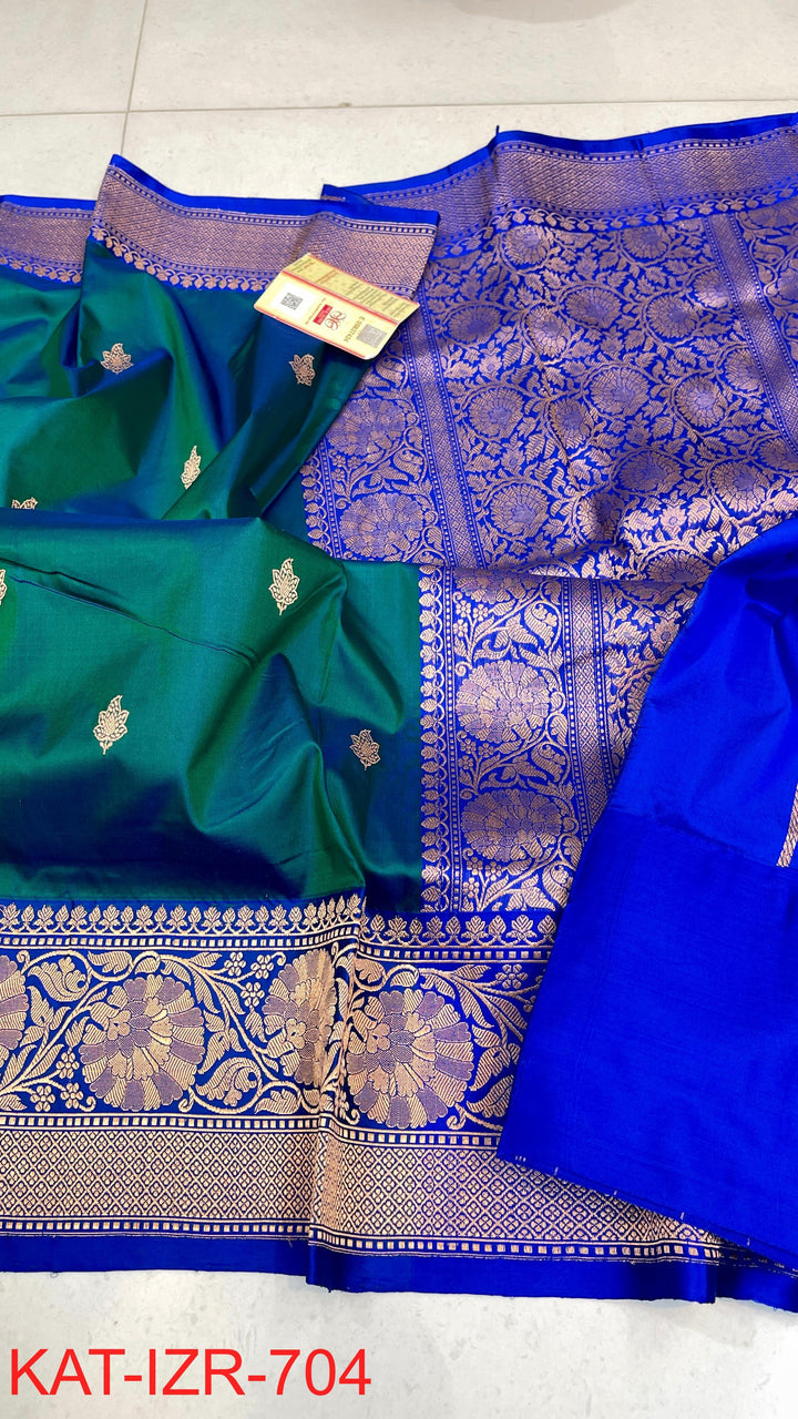Pure Katan Silk Saree With Antique Zari Work Saree .