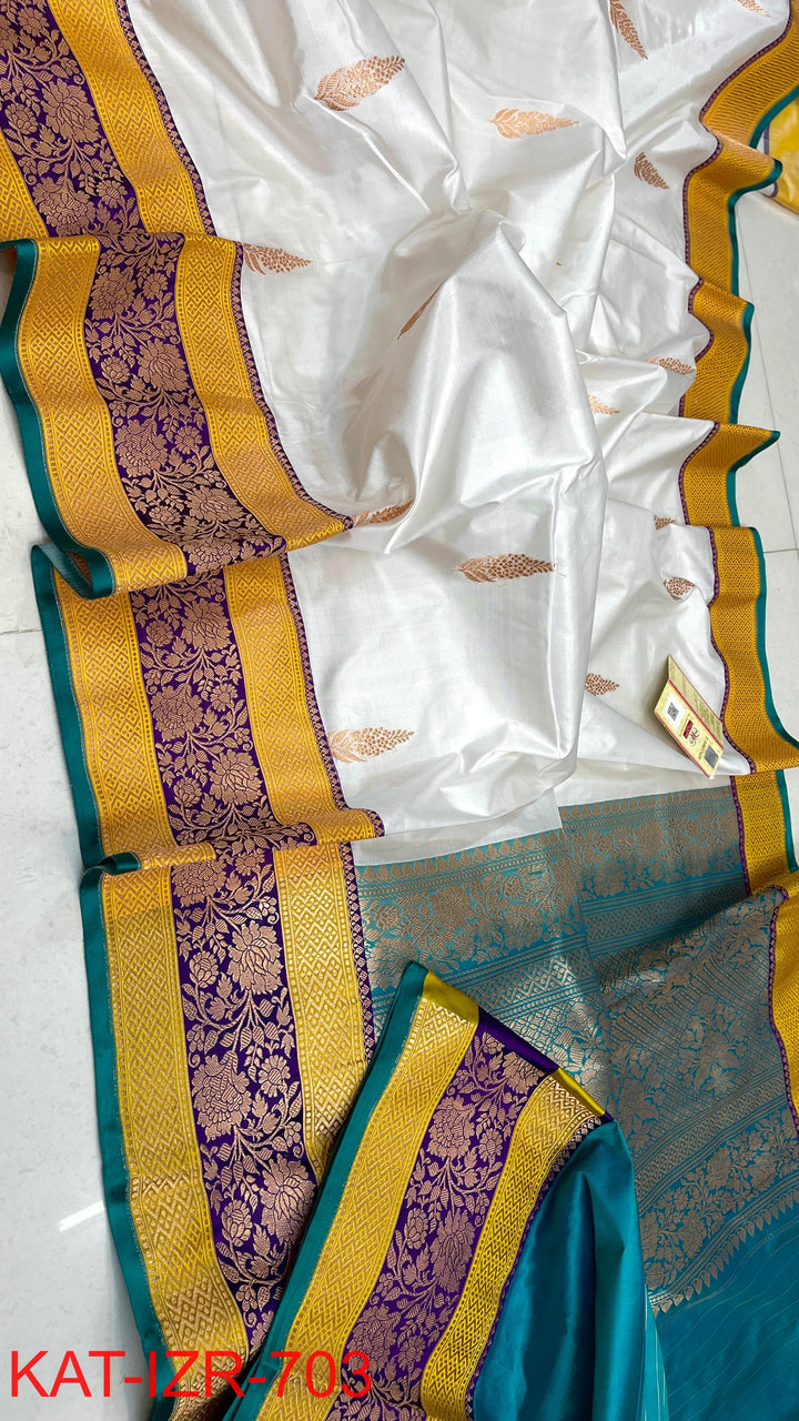 Pure Katan Silk Saree With Antique Zari Work Saree .