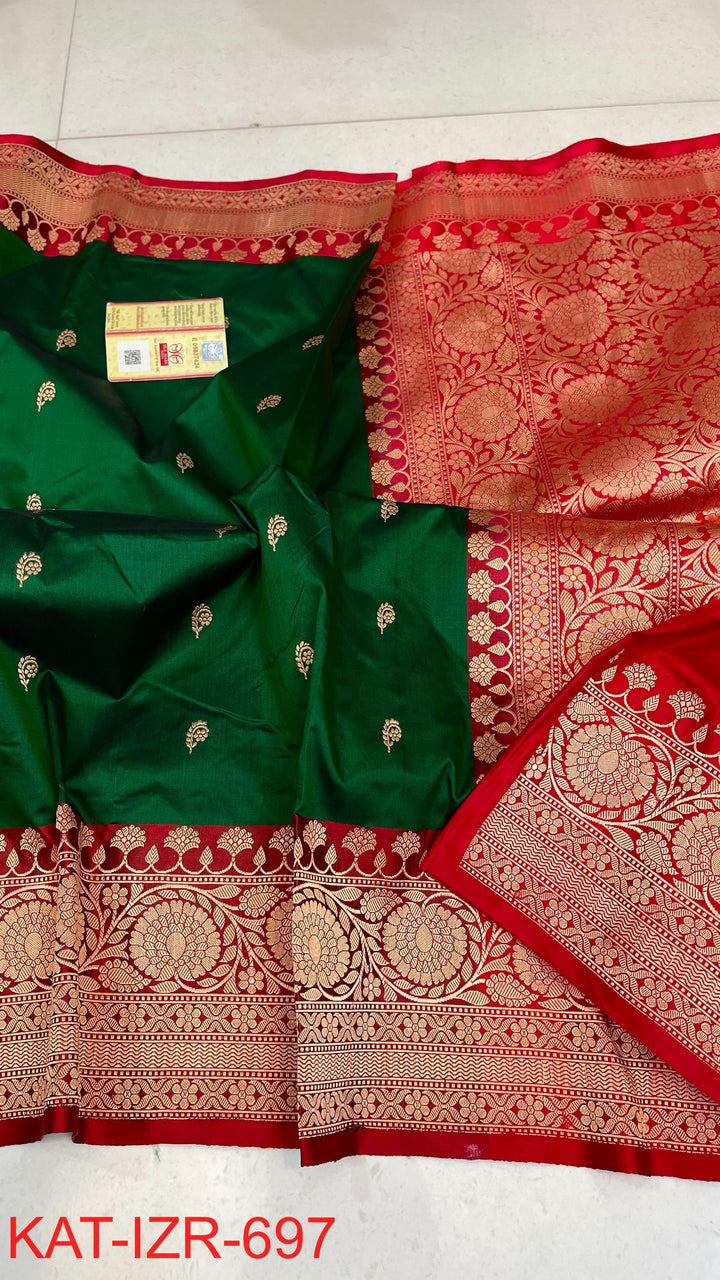 Pure Katan Silk Saree With Antique Zari Work Saree .