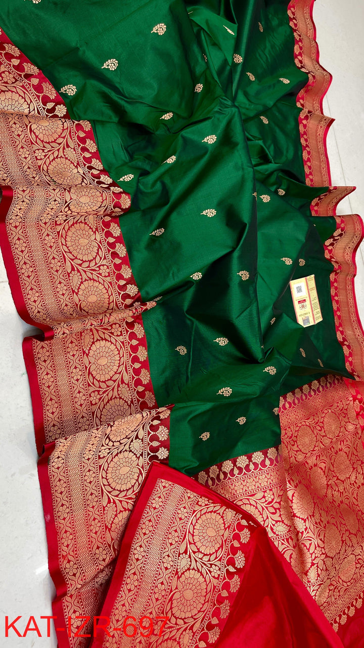 Pure Katan Silk Saree With Antique Zari Work Saree .