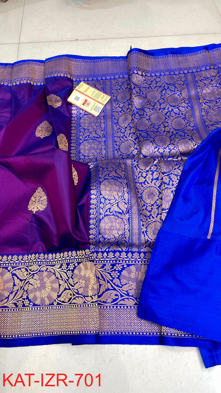 Pure Katan Silk Saree With Antique Zari Work Saree .