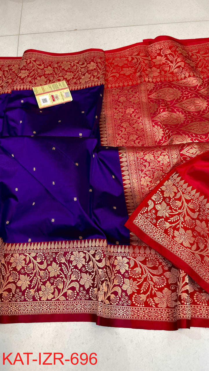 Pure Katan Silk Saree With Antique Zari Work Saree .