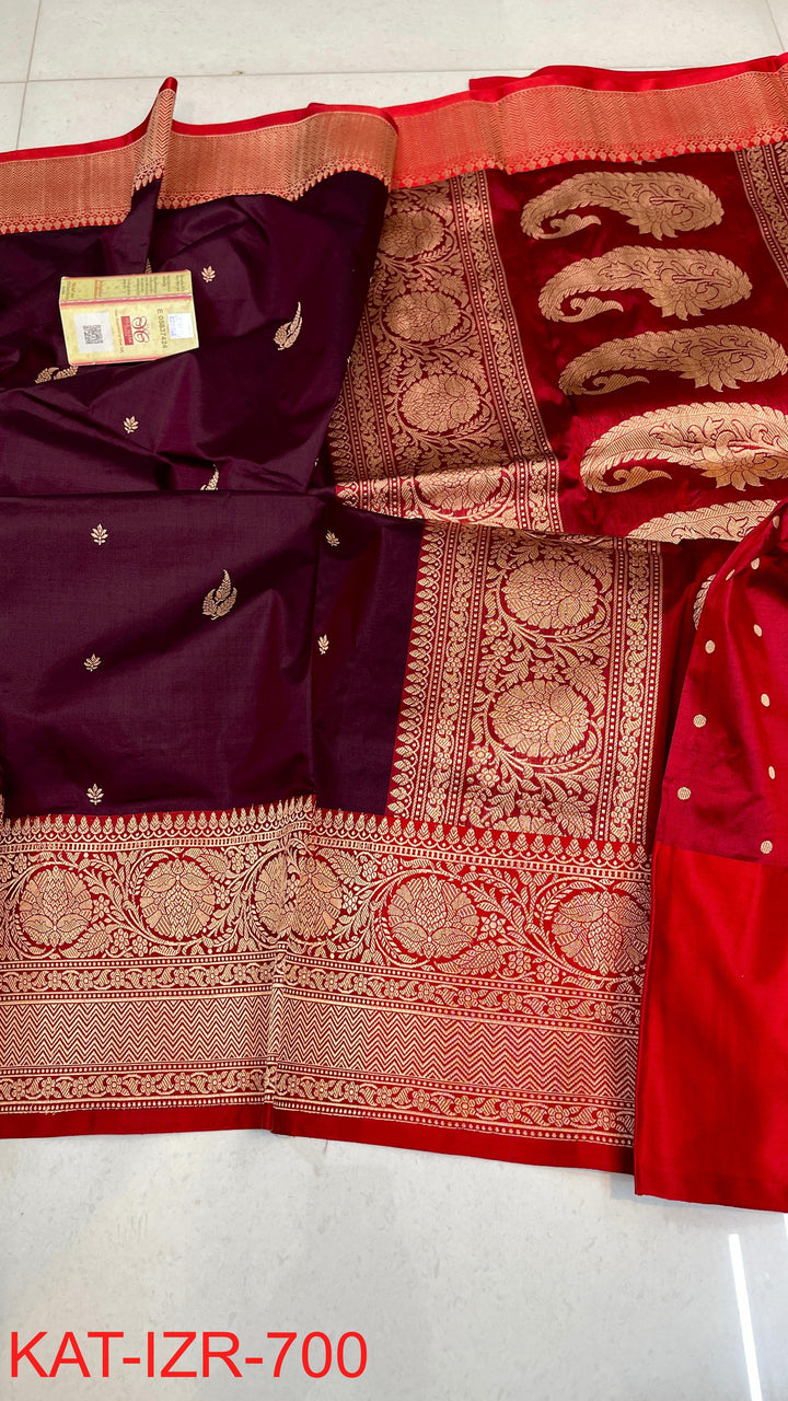 Pure Katan Silk Saree With Antique Zari Work Saree .