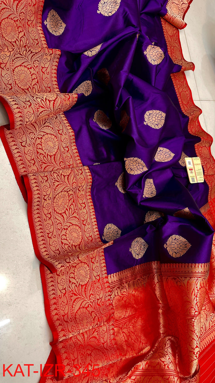 Pure Katan Silk Saree With Antique Zari Work Saree .
