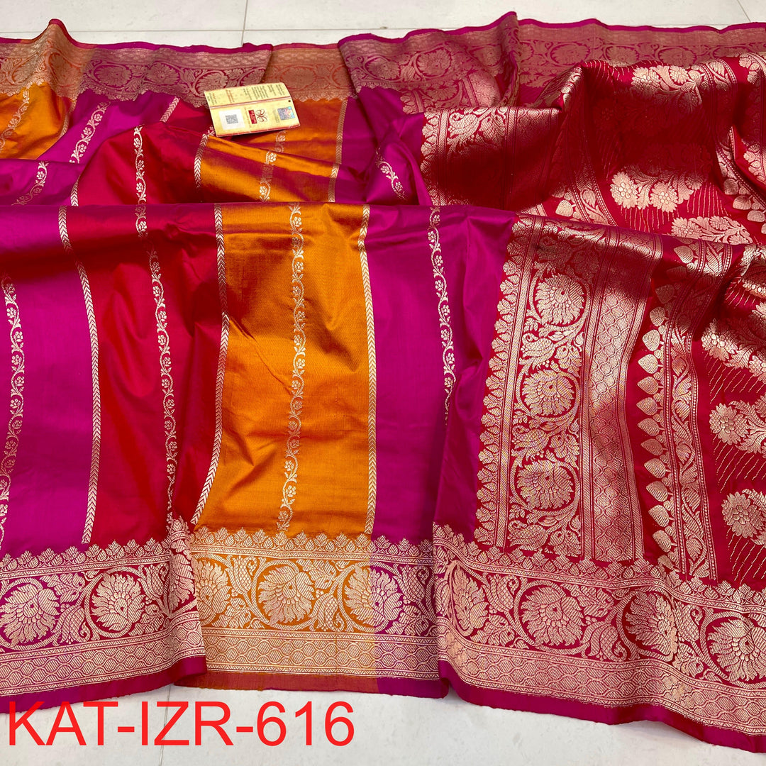 Pure Katan Silk Saree With Antique Zari Work Saree .