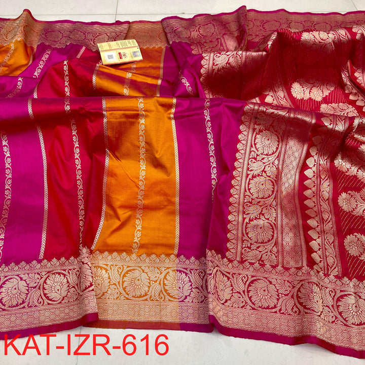 Pure Katan Silk Saree With Antique Zari Work Saree .