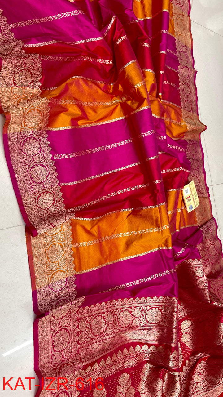 Pure Katan Silk Saree With Antique Zari Work Saree .