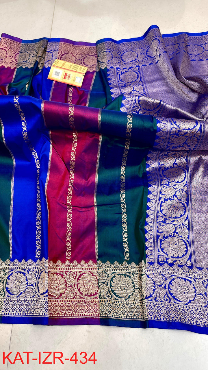 Pure Katan Silk Saree With Antique Zari Work Saree .