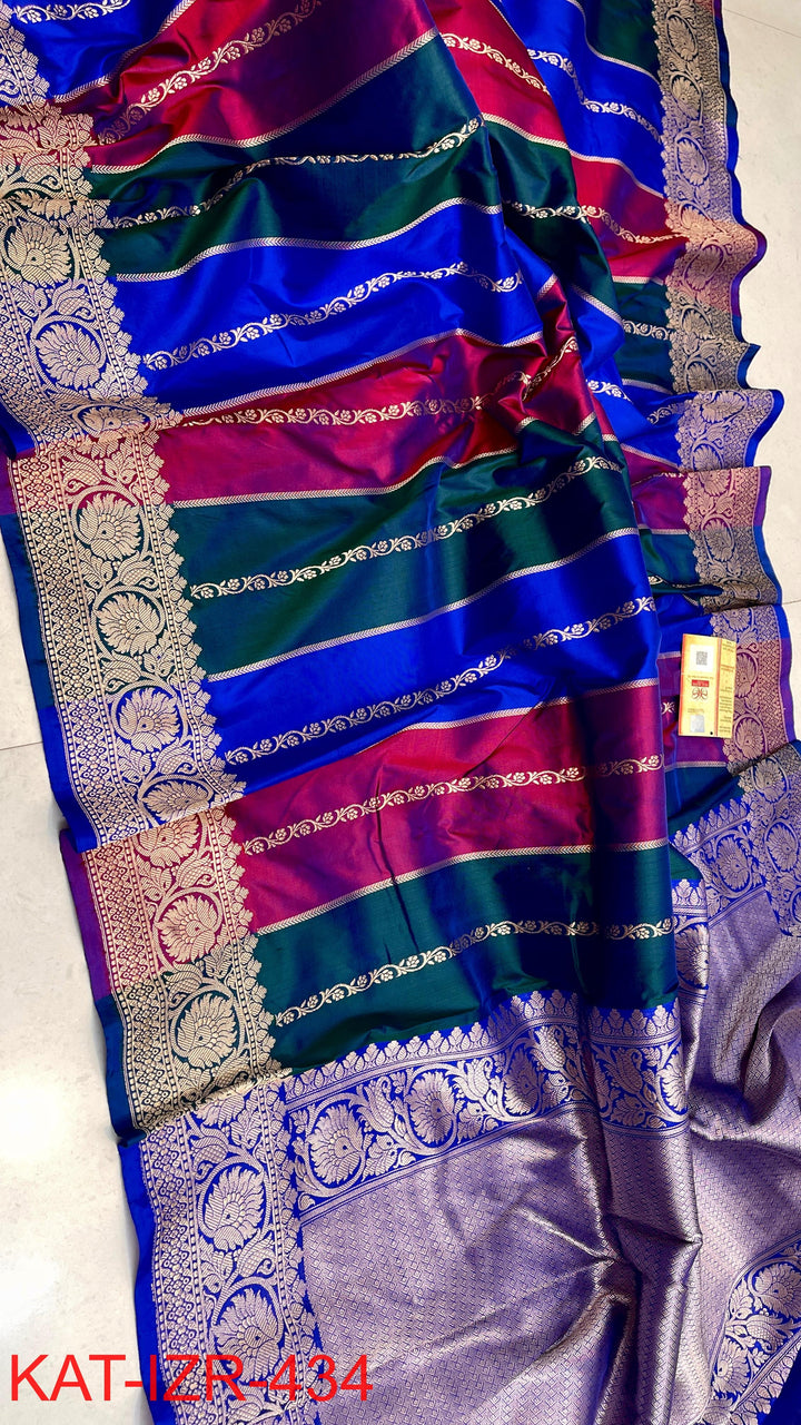 Pure Katan Silk Saree With Antique Zari Work Saree .
