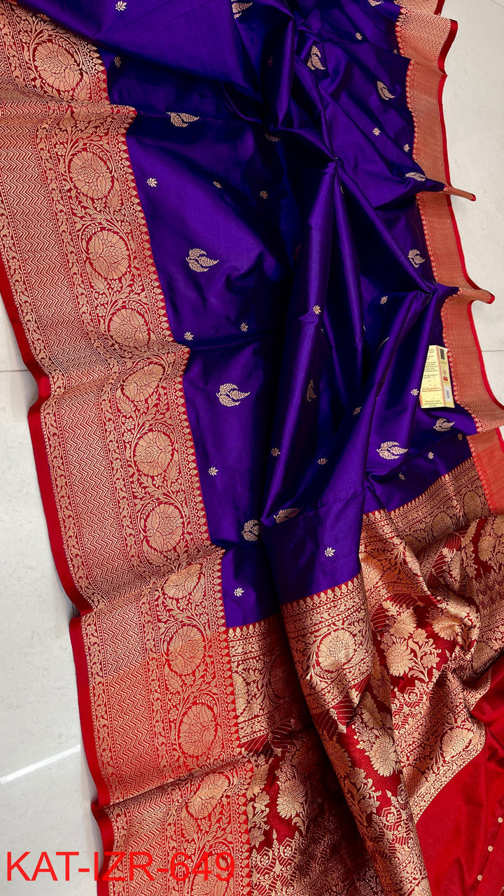 Pure Katan Silk Saree With Antique Zari Work Saree .
