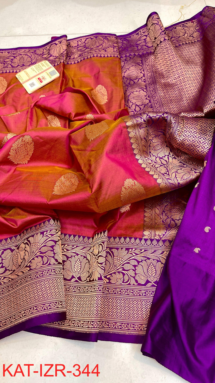 Pure Katan Silk Saree With Antique Zari Work Saree .