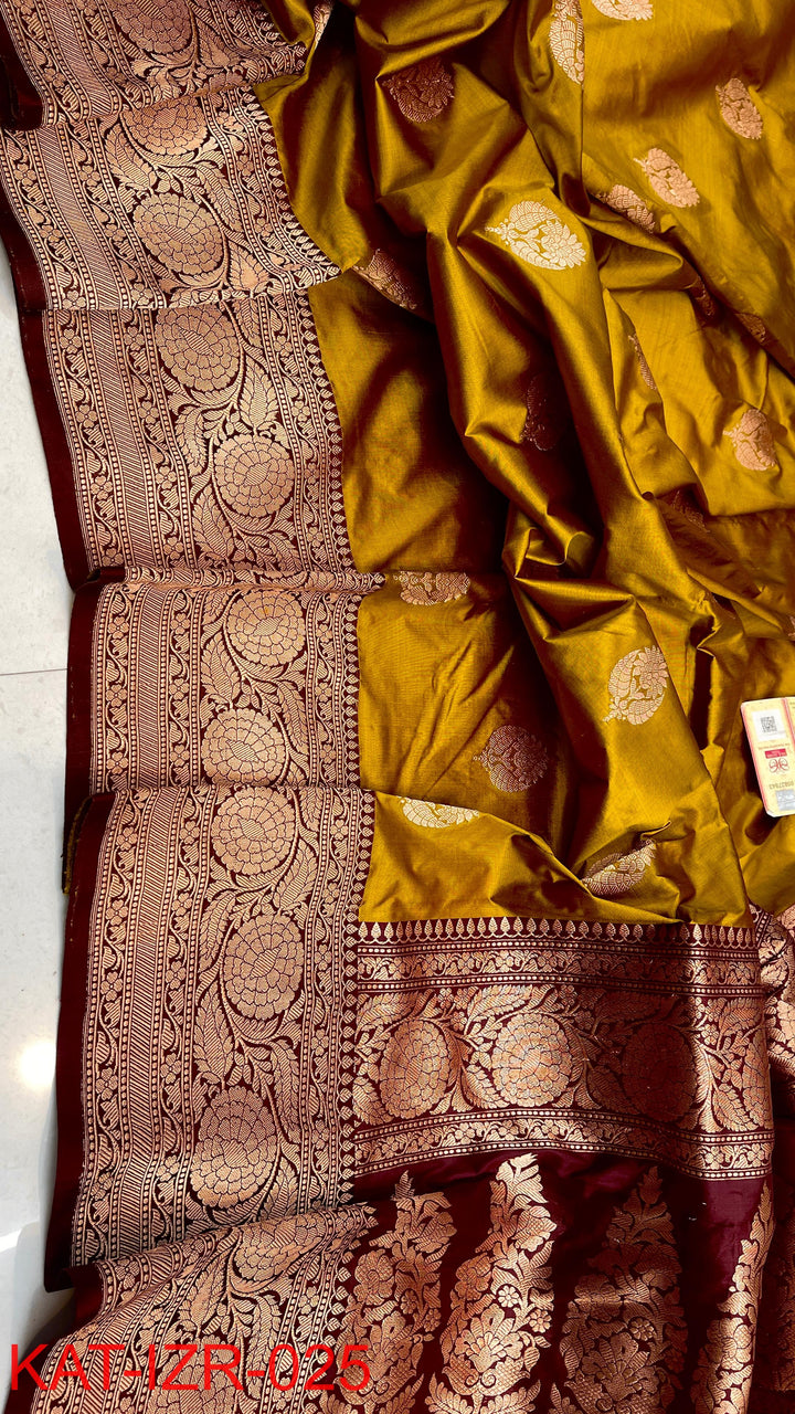 Pure Katan Silk Saree With Antique Zari Work Saree .
