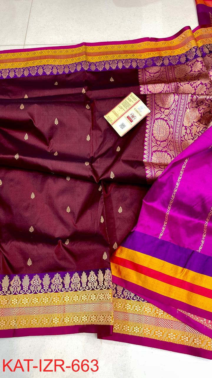 Pure Katan Silk Saree With Antique Zari Work Saree .