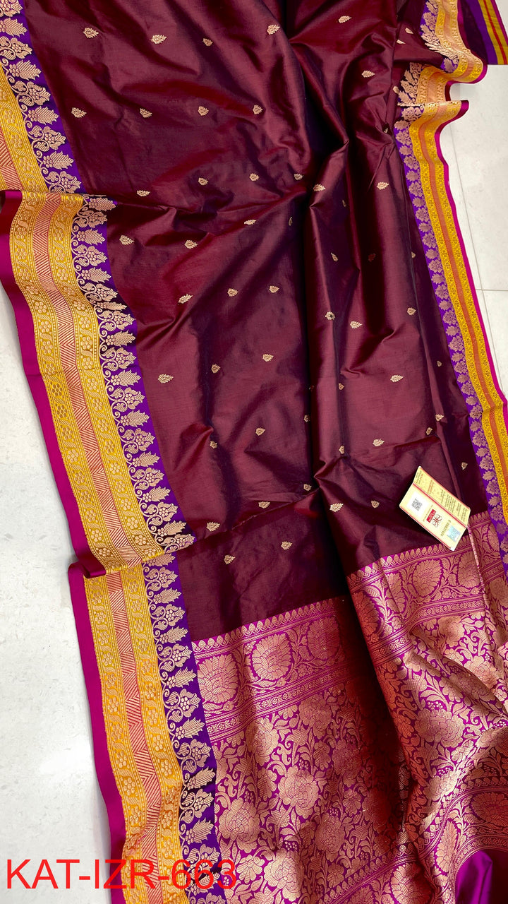 Pure Katan Silk Saree With Antique Zari Work Saree .