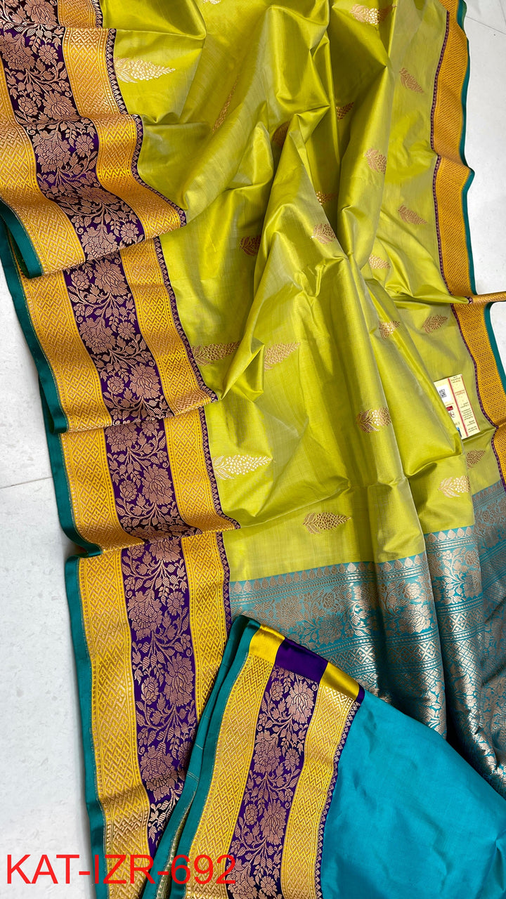 Pure Katan Silk Saree With Antique Zari Work Saree .