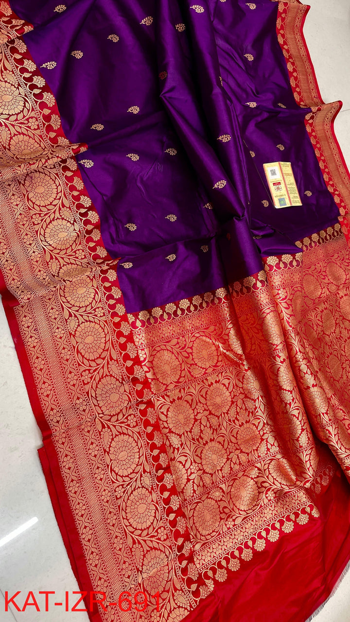Pure Katan Silk Saree With Antique Zari Work Saree .