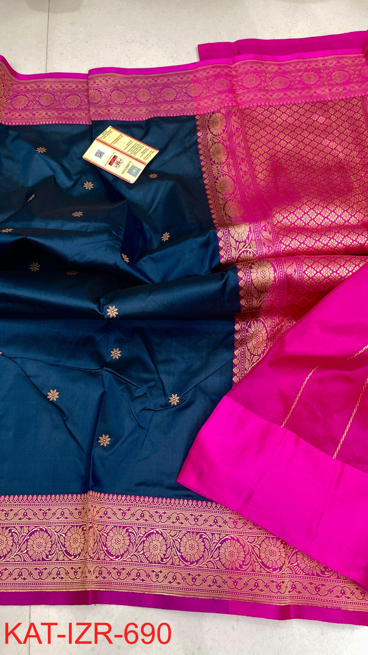 Pure Katan Silk Saree With Antique Zari Work Saree .