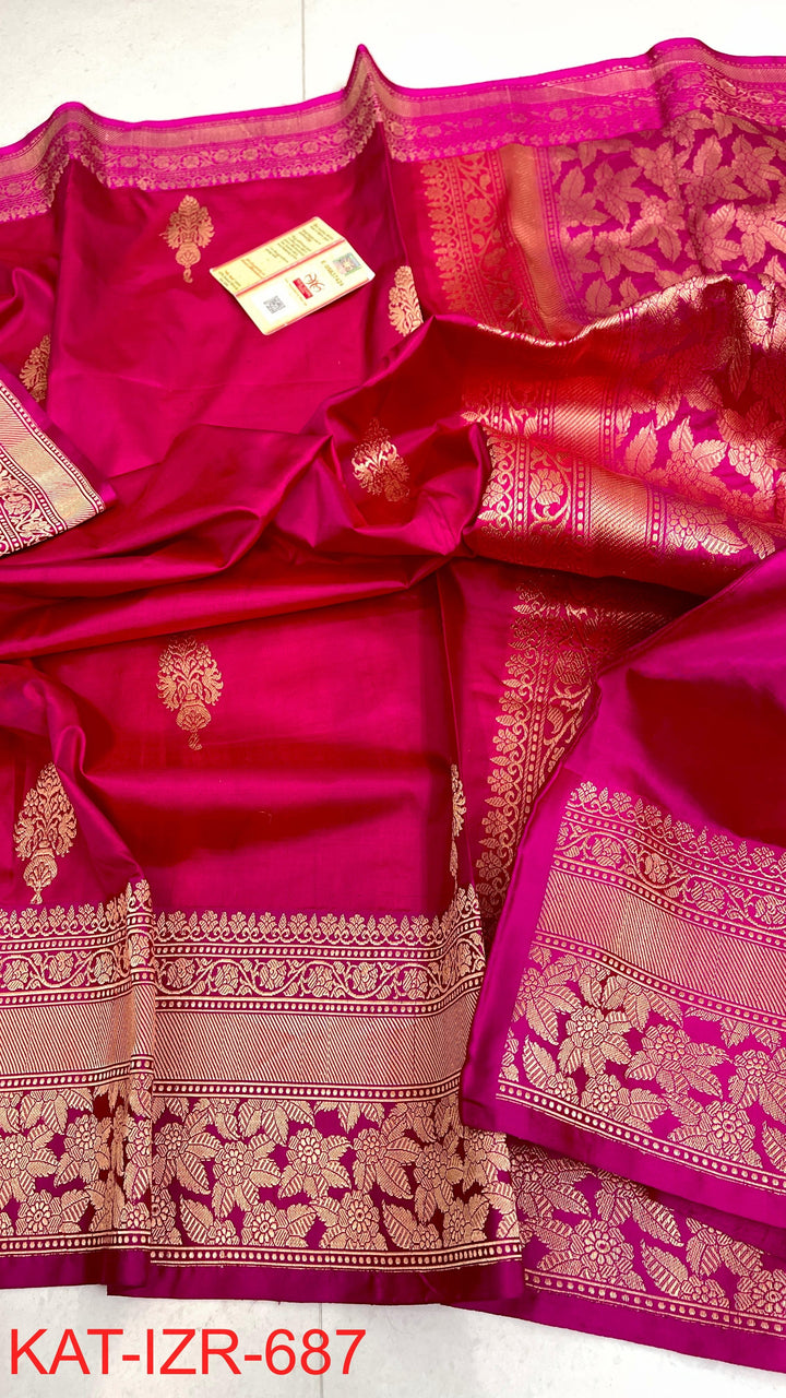 Pure Katan Silk Saree With Antique Zari Work Saree .