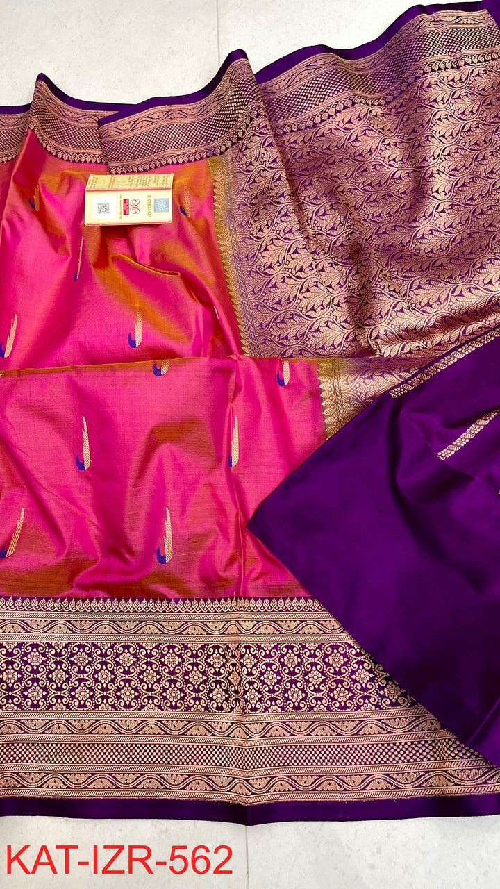 Pure Katan Silk Saree With Antique Zari Work Saree .