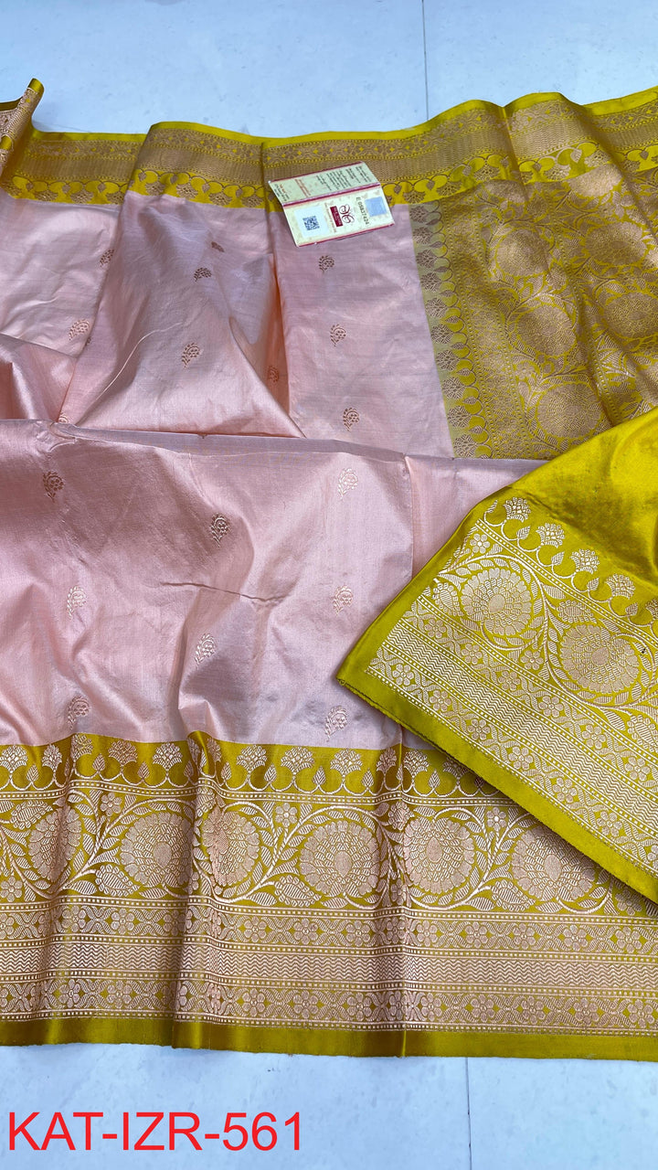 Pure Katan Silk Saree With Antique Zari Work Saree .