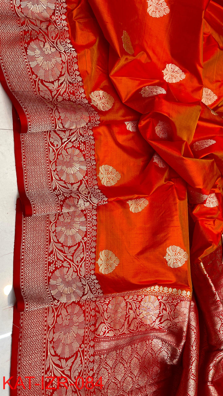 Pure Katan Silk Saree With Antique Zari Work Saree .