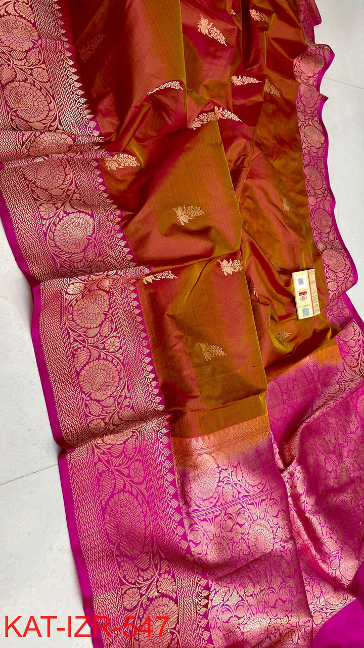 Pure Katan Silk Saree With Antique Zari Work Saree .