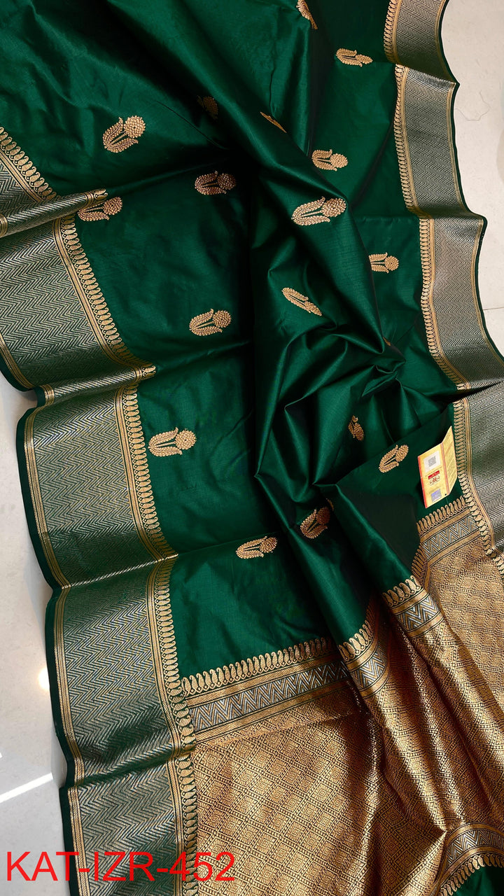 Pure Katan Silk Saree With Antique Zari Work Saree .