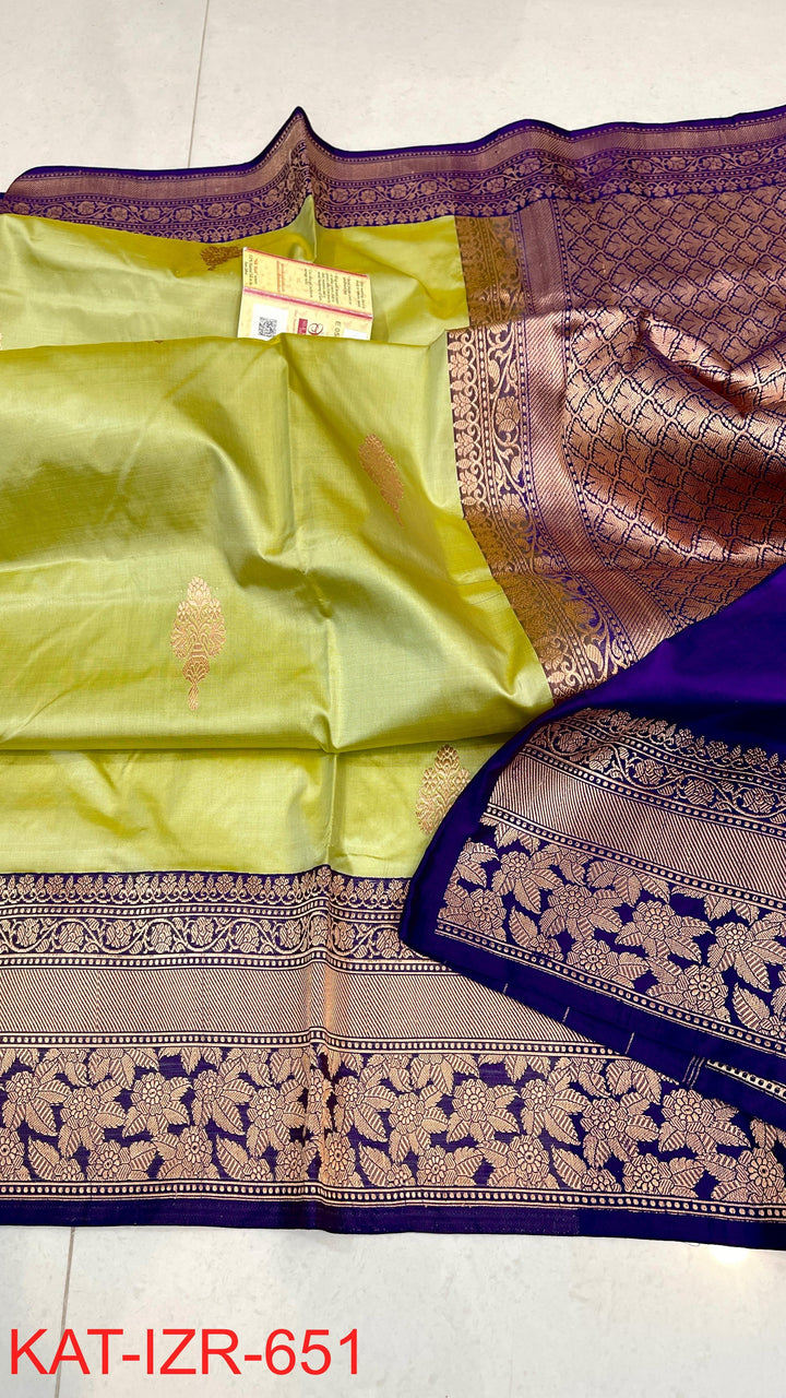 Pure Katan Silk Saree With Antique Zari Work Saree .