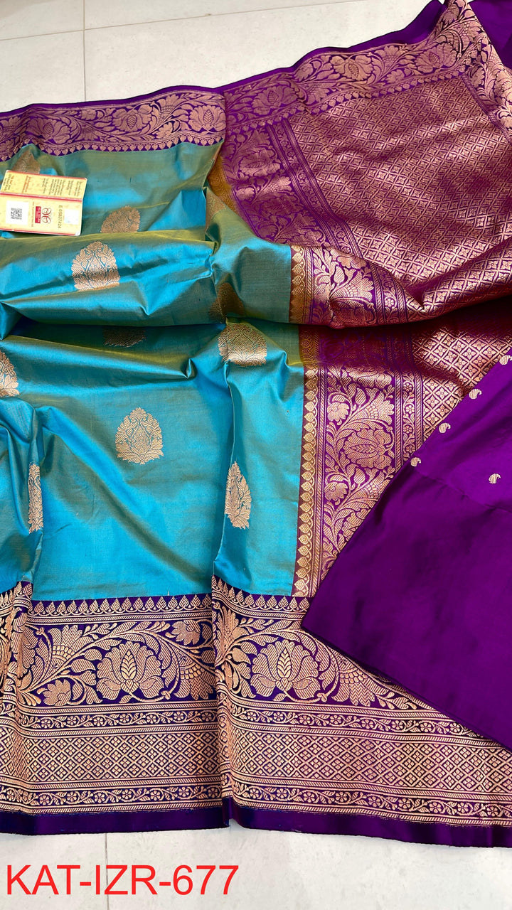 Pure Katan Silk Saree With Antique Zari Work Saree .
