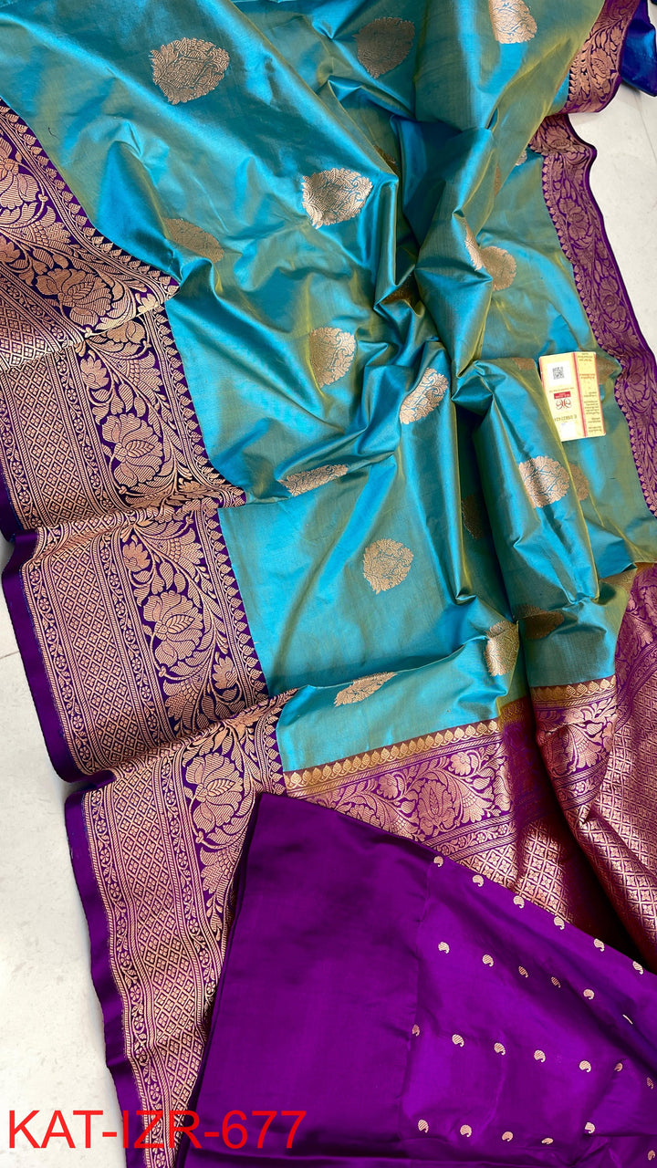 Pure Katan Silk Saree With Antique Zari Work Saree .