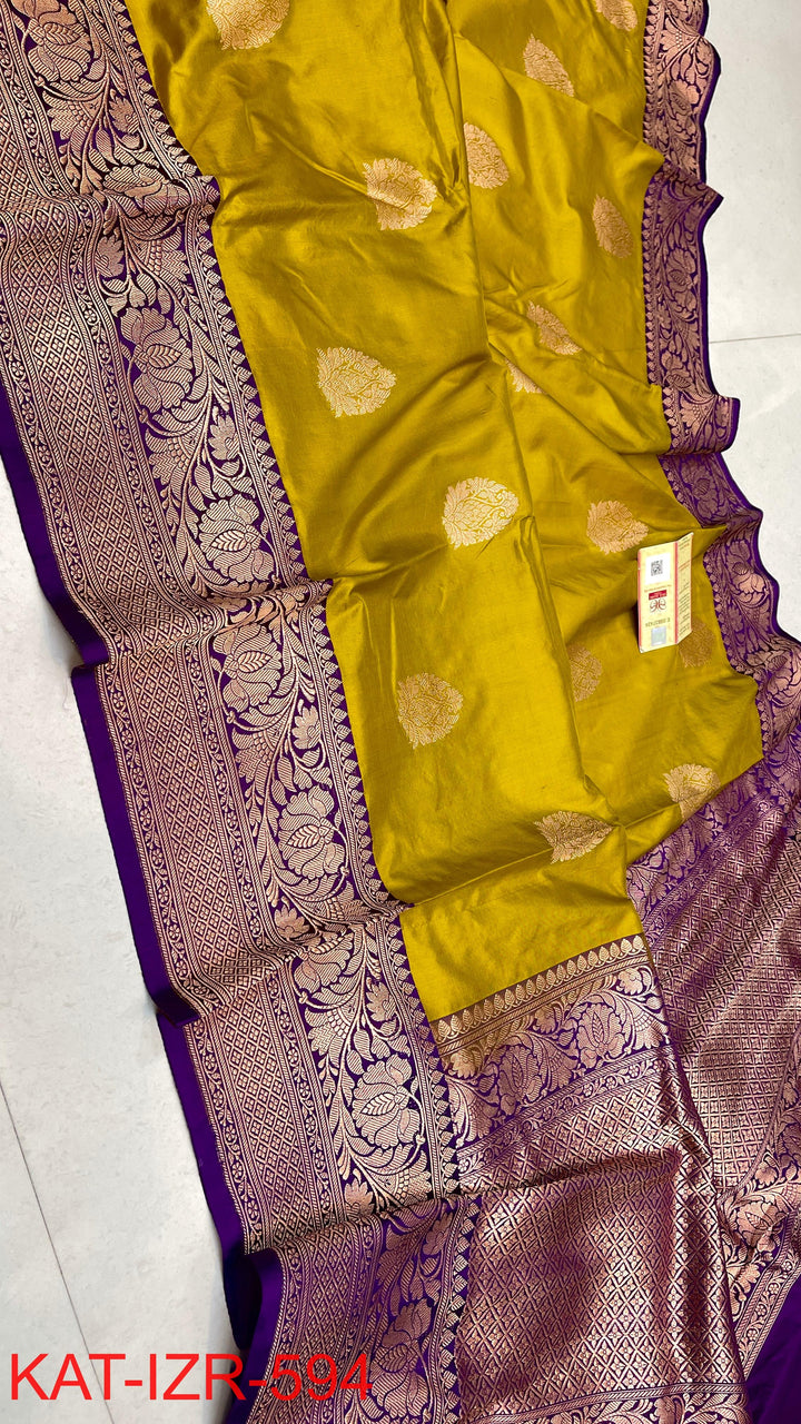 Pure Katan Silk Saree With Antique Zari Work Saree .