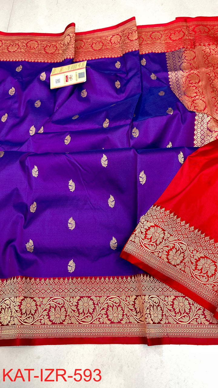 Pure Katan Silk Saree With Antique Zari Work Saree .