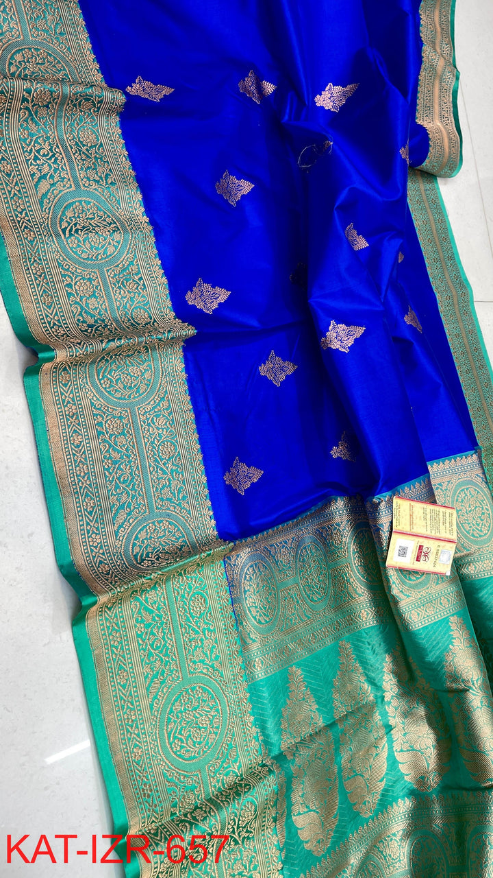 Pure Katan Silk Saree With Antique Zari Work Saree .