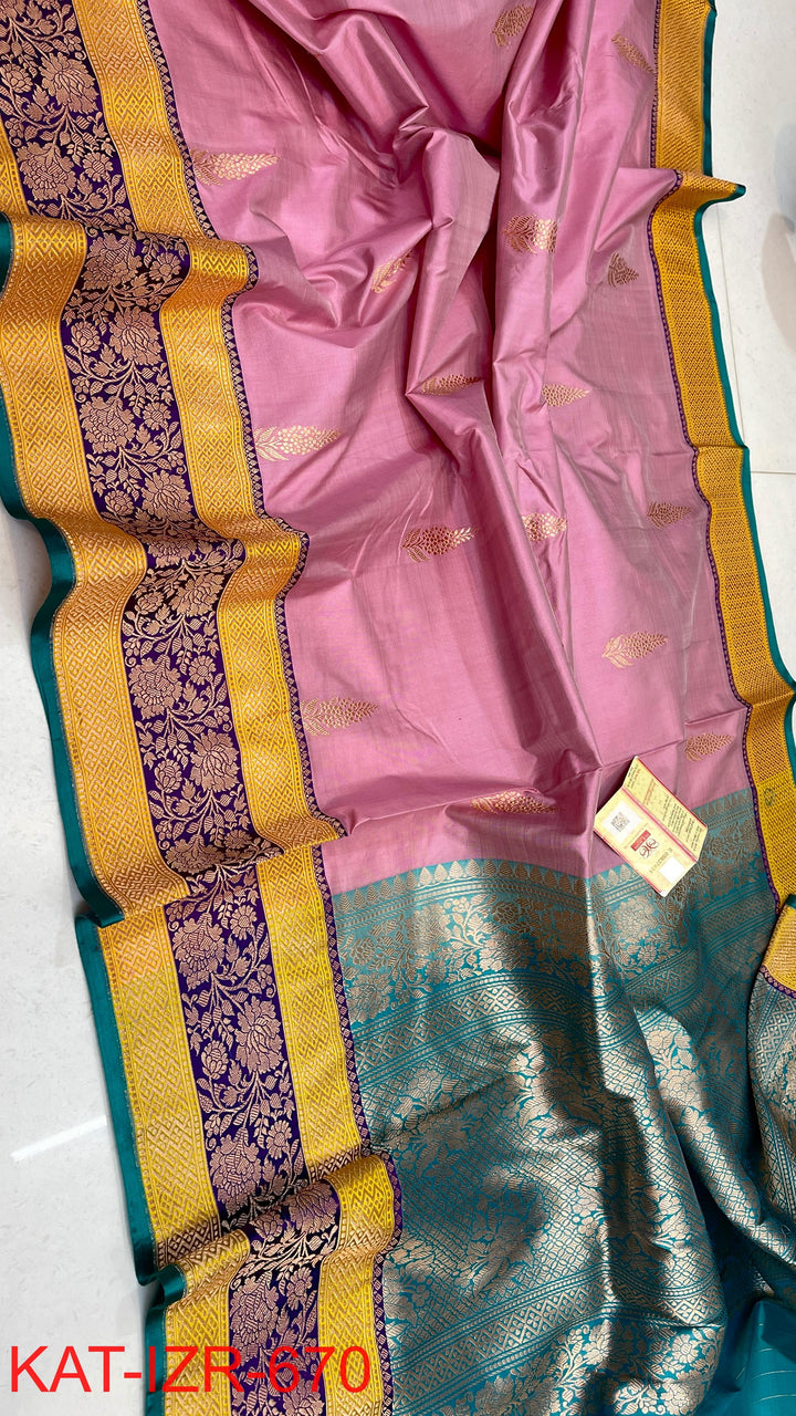 Pure Katan Silk Saree With Antique Zari Work Saree .