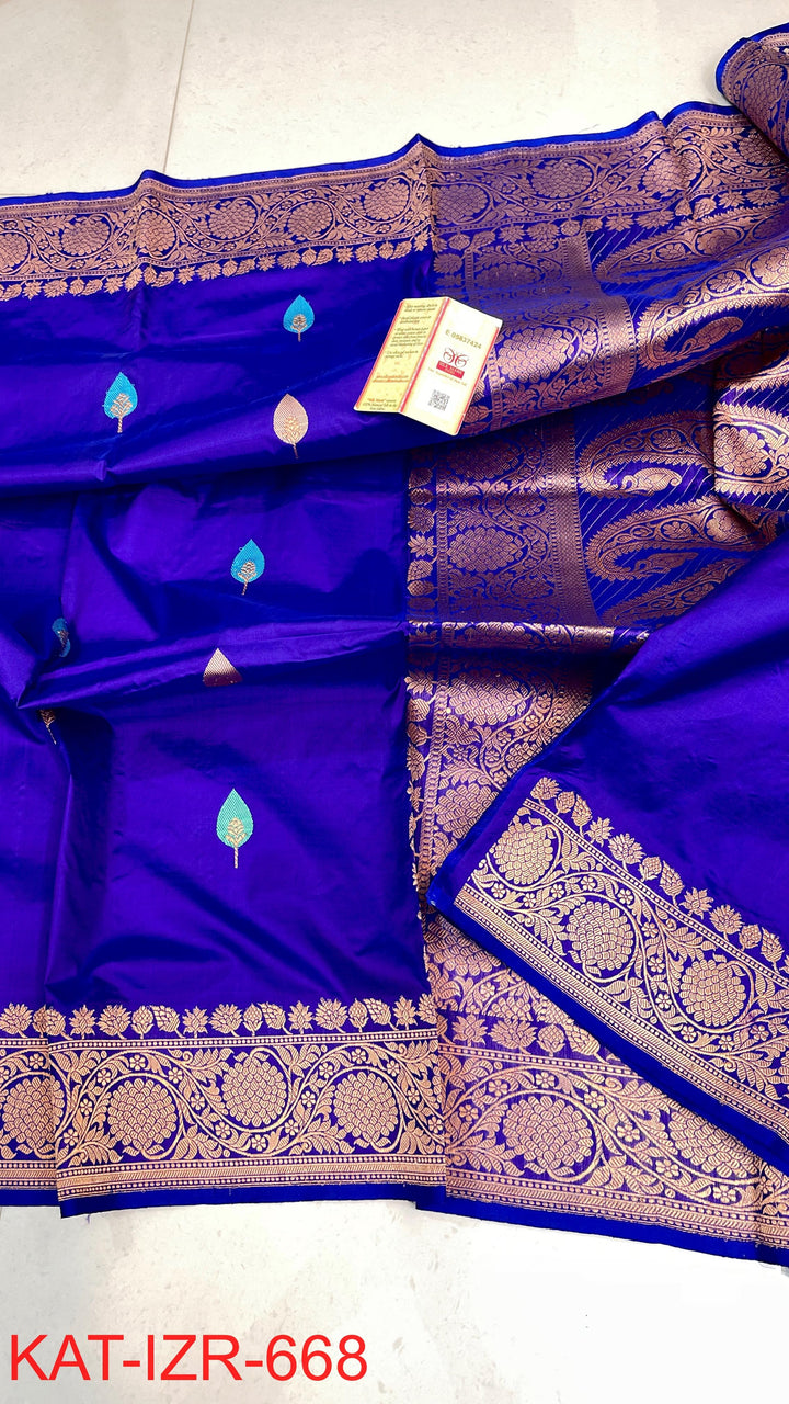 Pure Katan Silk Saree With Antique Zari Work Saree .