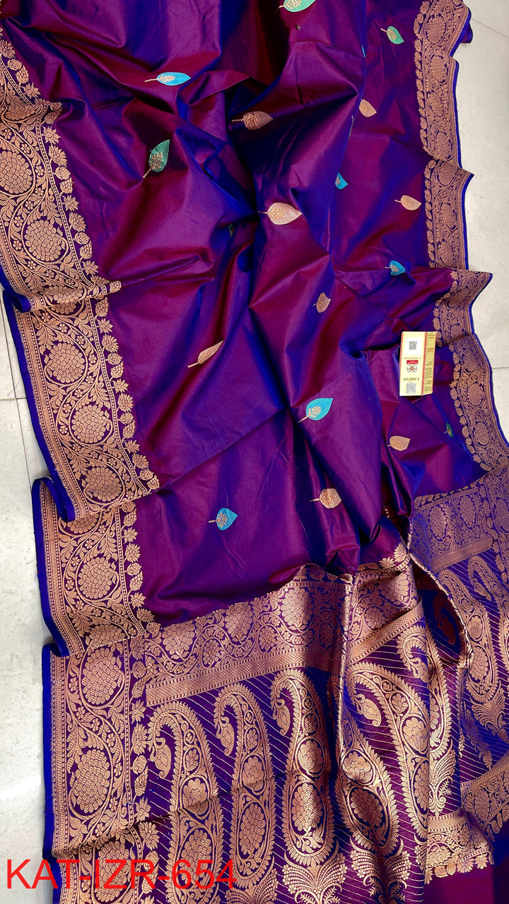 Pure Katan Silk Saree With Antique Zari Work Saree .