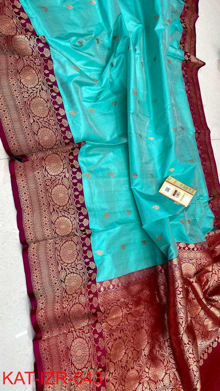 Pure Katan Silk Saree With Antique Zari Work Saree .