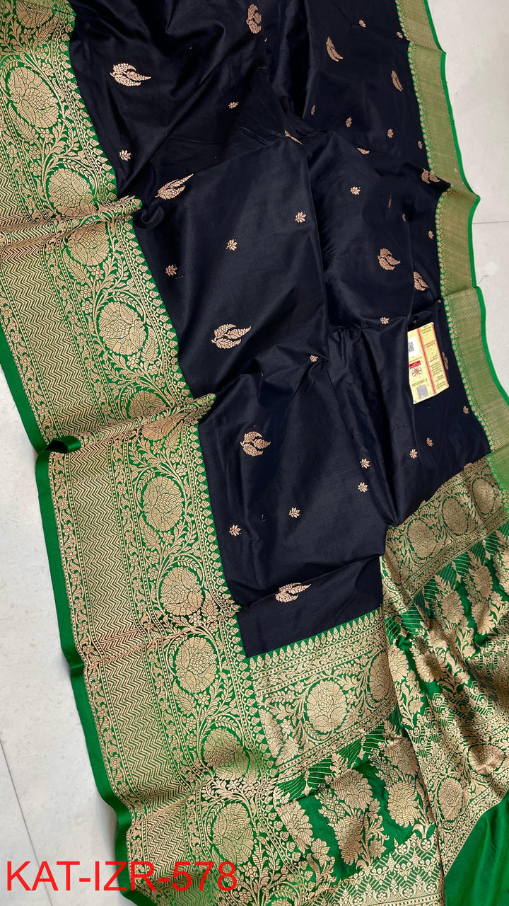 Pure Katan Silk Saree With Antique Zari Work Saree .